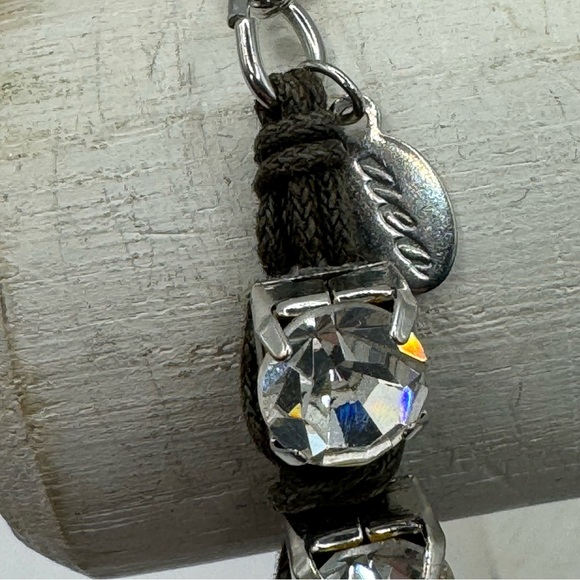 American Eagle large sparkling rhinestone woven bracelet 7” boho mob wife - Picture 10 of 13